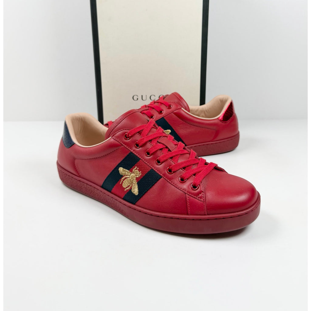 Size 9.5US - Gucci Ace Low Top Red Leather
