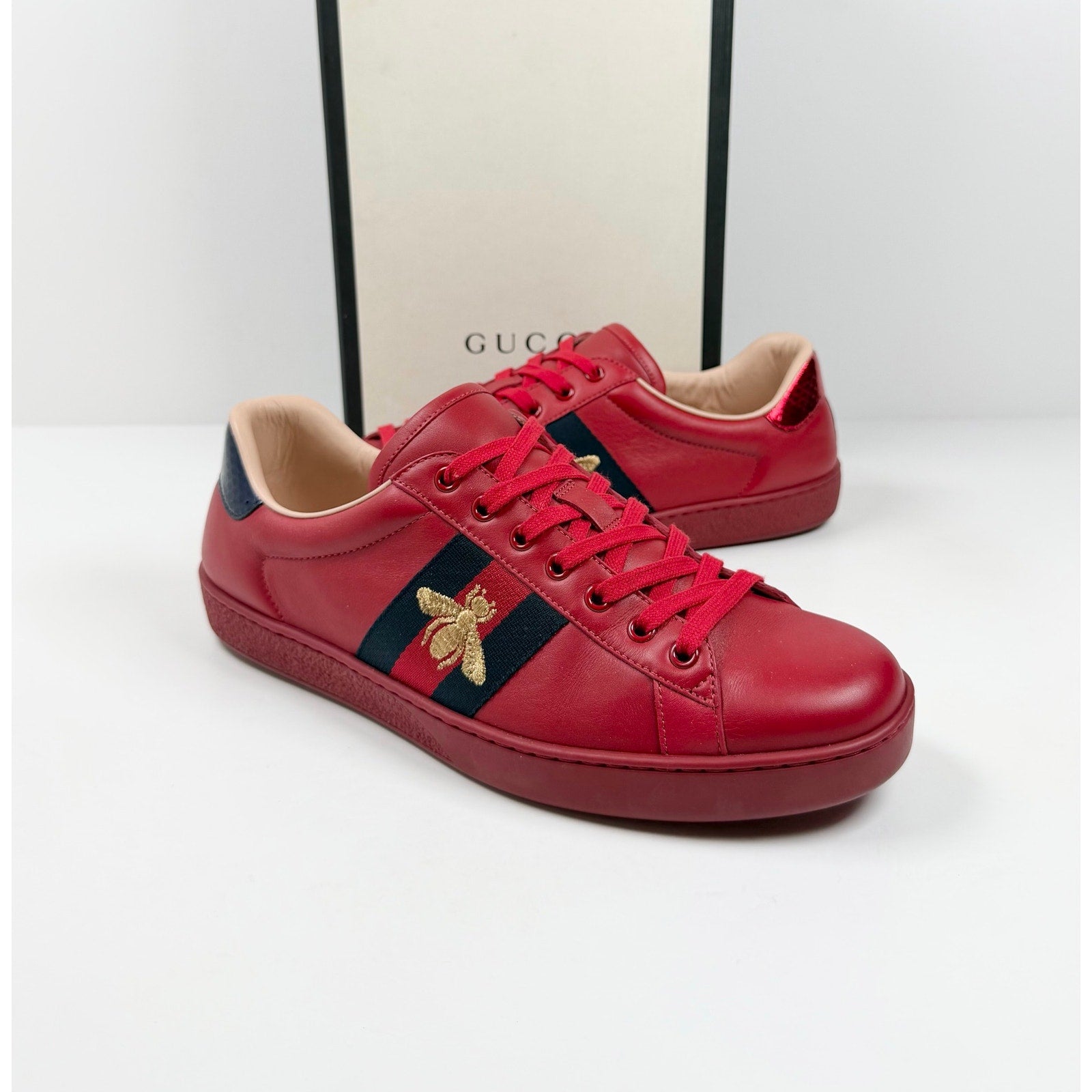 Size 9.5US - Gucci Ace Low Top Red Leather