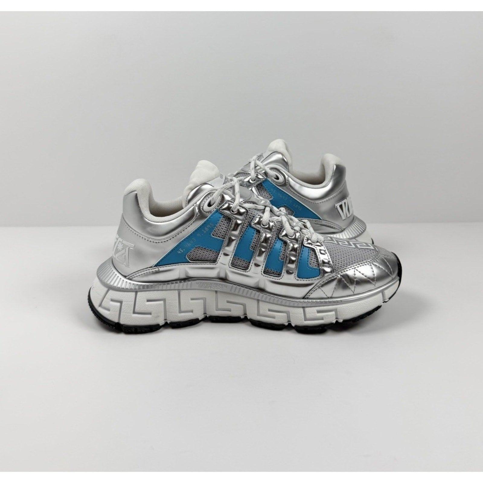 Size 40EU/7US - Versace Trigreca Silver Blue Sneakers NEW