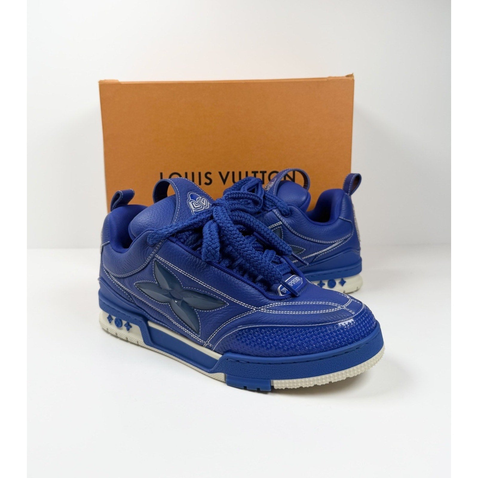Size 9.5LV/10.5US - Louis Vuitton Skate Leather Blue Sneakers