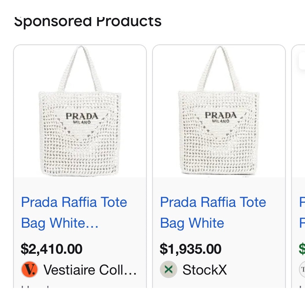 Prada Raffia Tote Bag White NEW