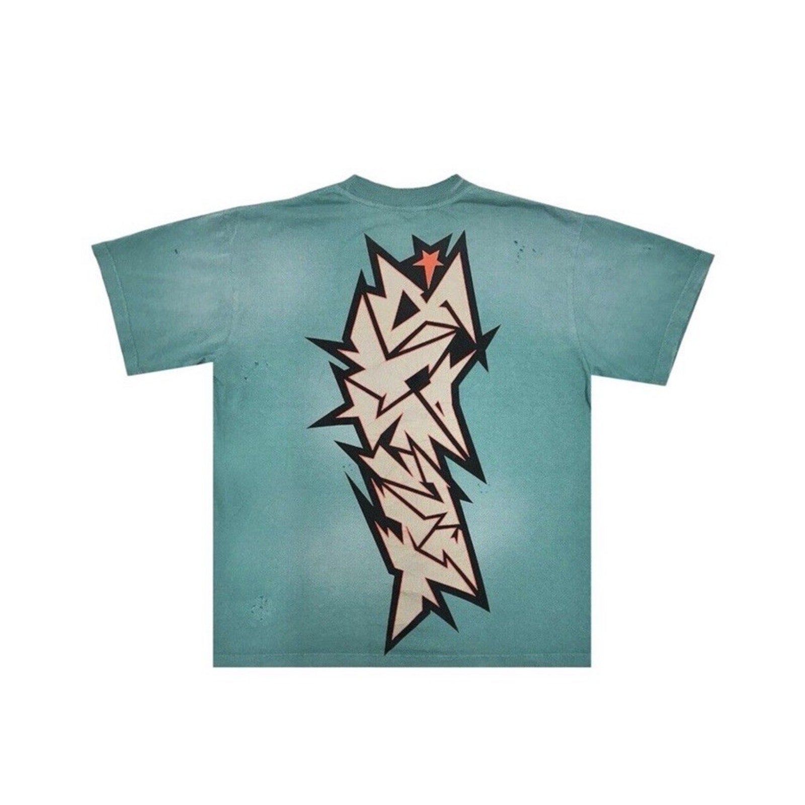 Size L - Hellstar Crack Print Faded Distressed Green NEW