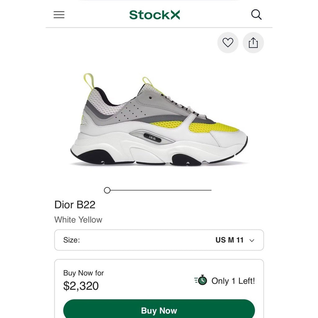 Size 44EU/11US- Dior B22 White Yellow