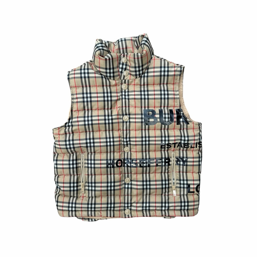 Size XL - Burberry Check Print Puffer Vest