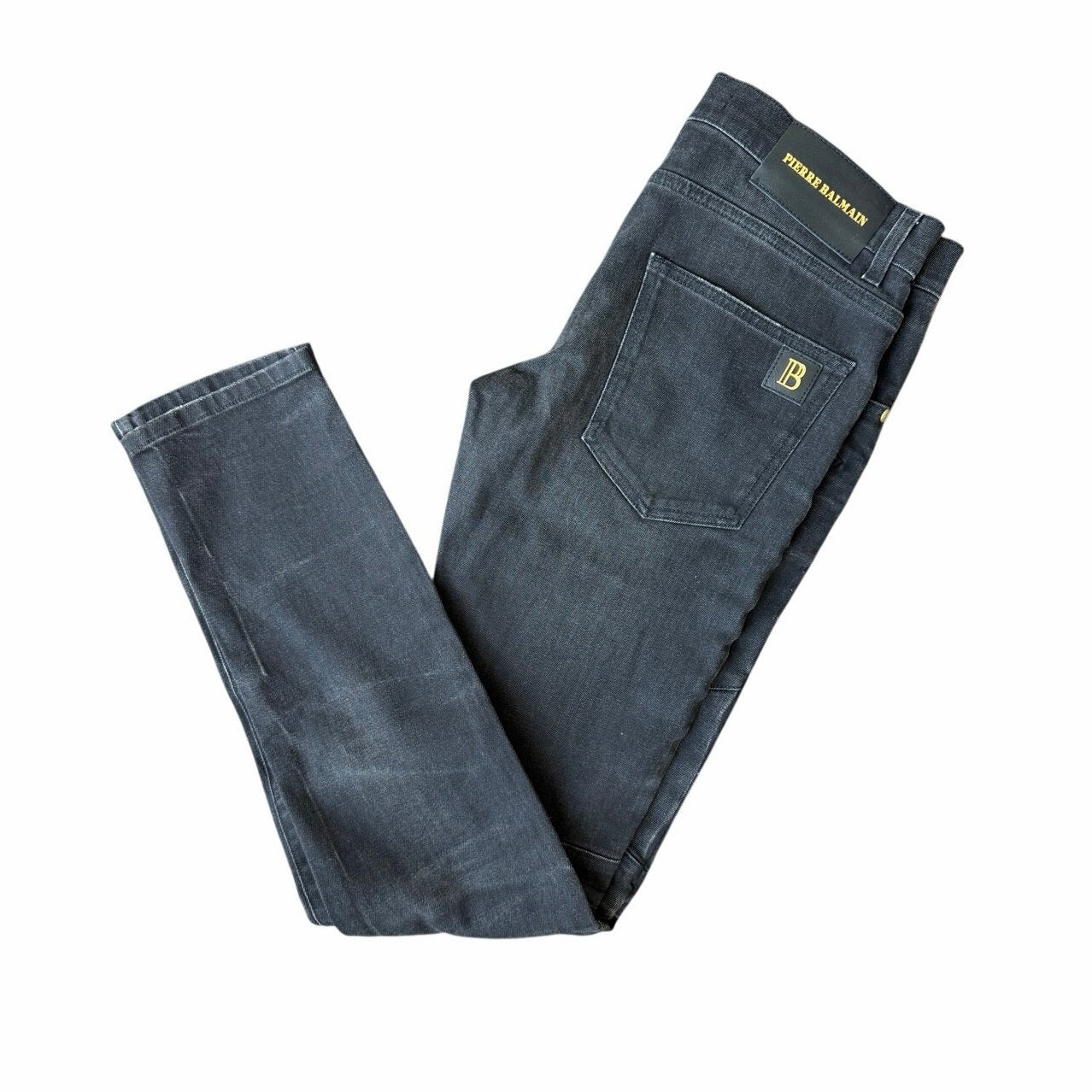 Size 34 - Balmain Waxed Biker Denim Jeans