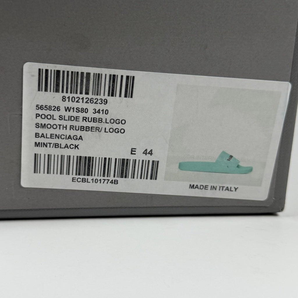 Size 11 - Balenciaga Mint Rubber Pool Sandals NEW!