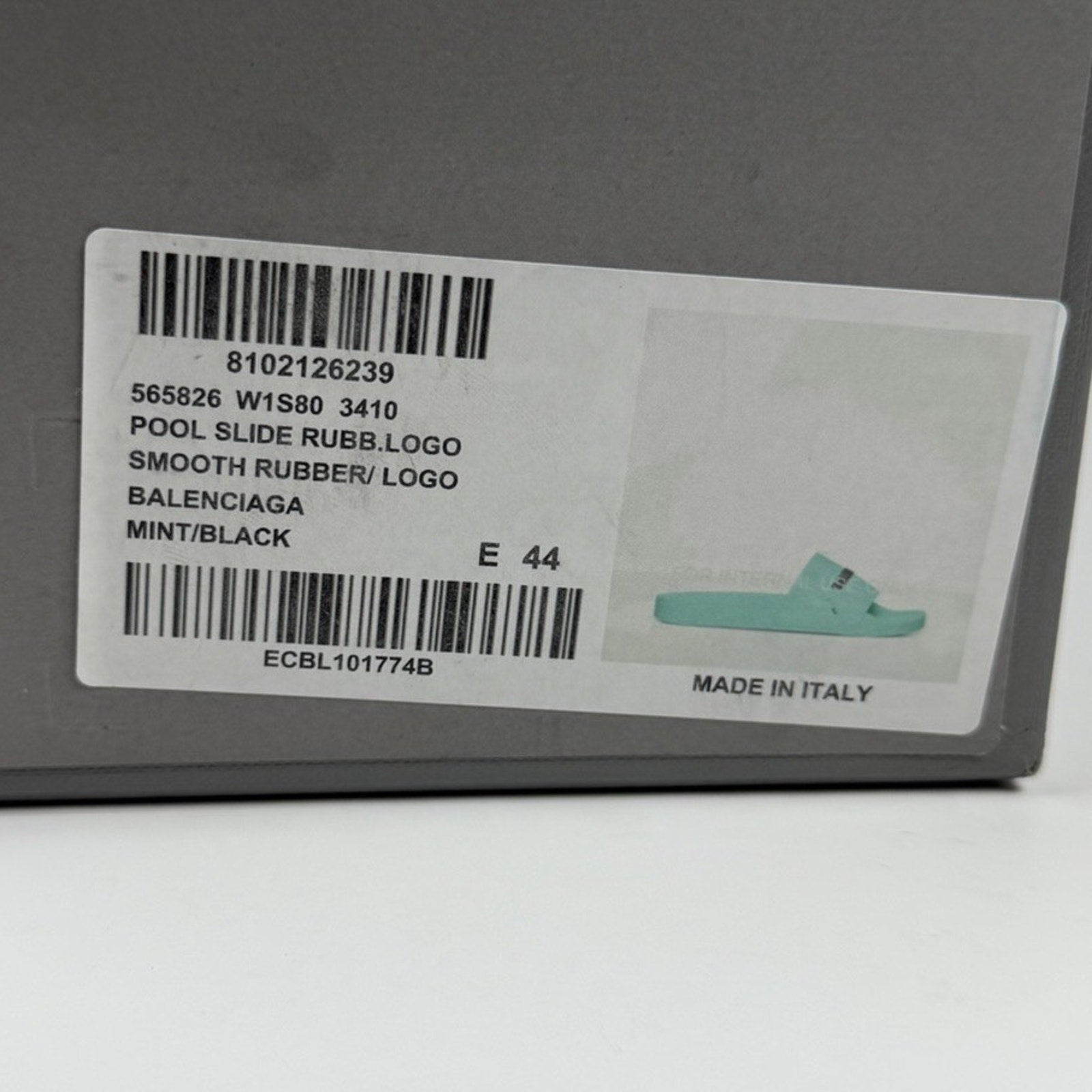 Size 11 - Balenciaga Mint Rubber Pool Sandals NEW!