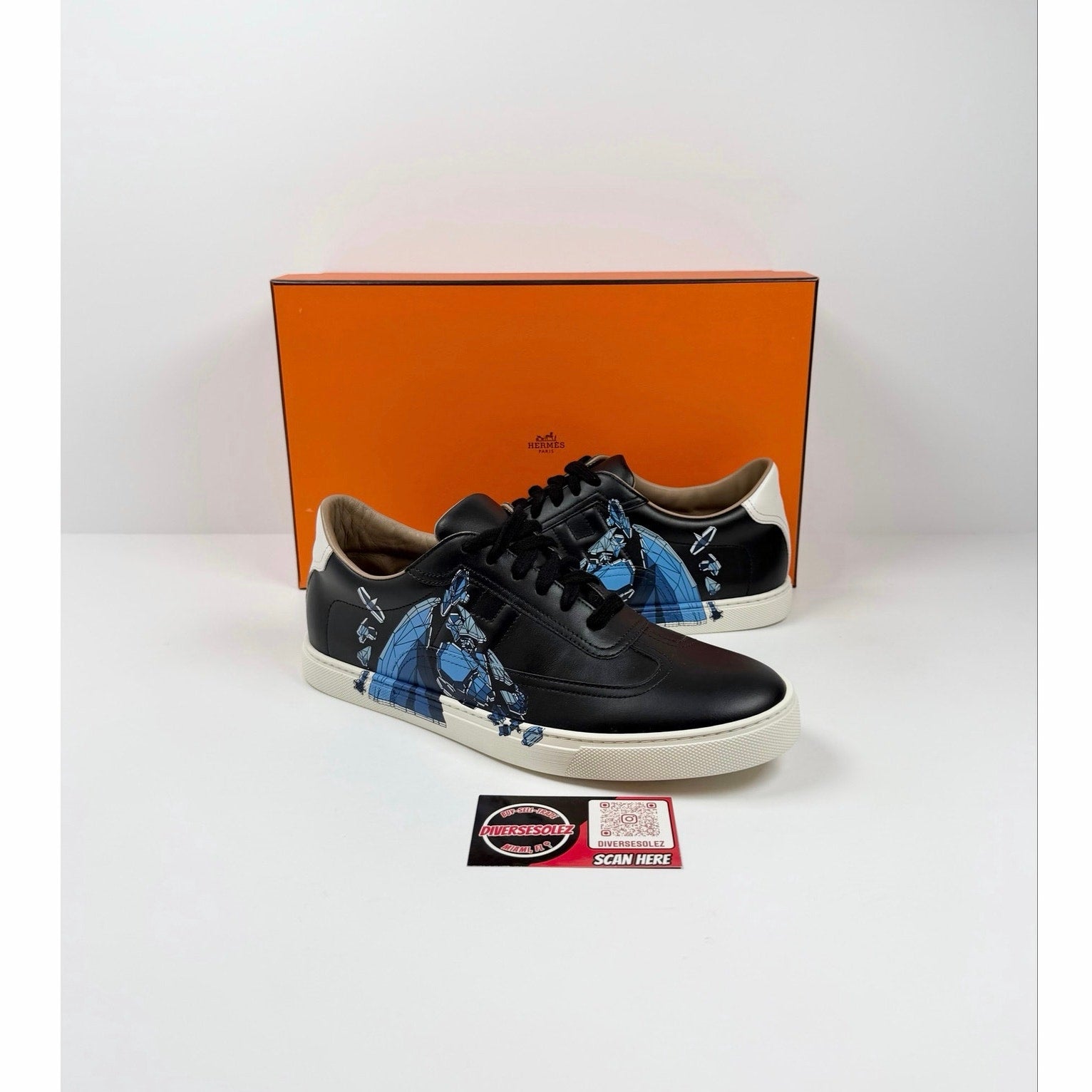 Size 8.5 - Hermes Quicker Leather Sneakers NEW