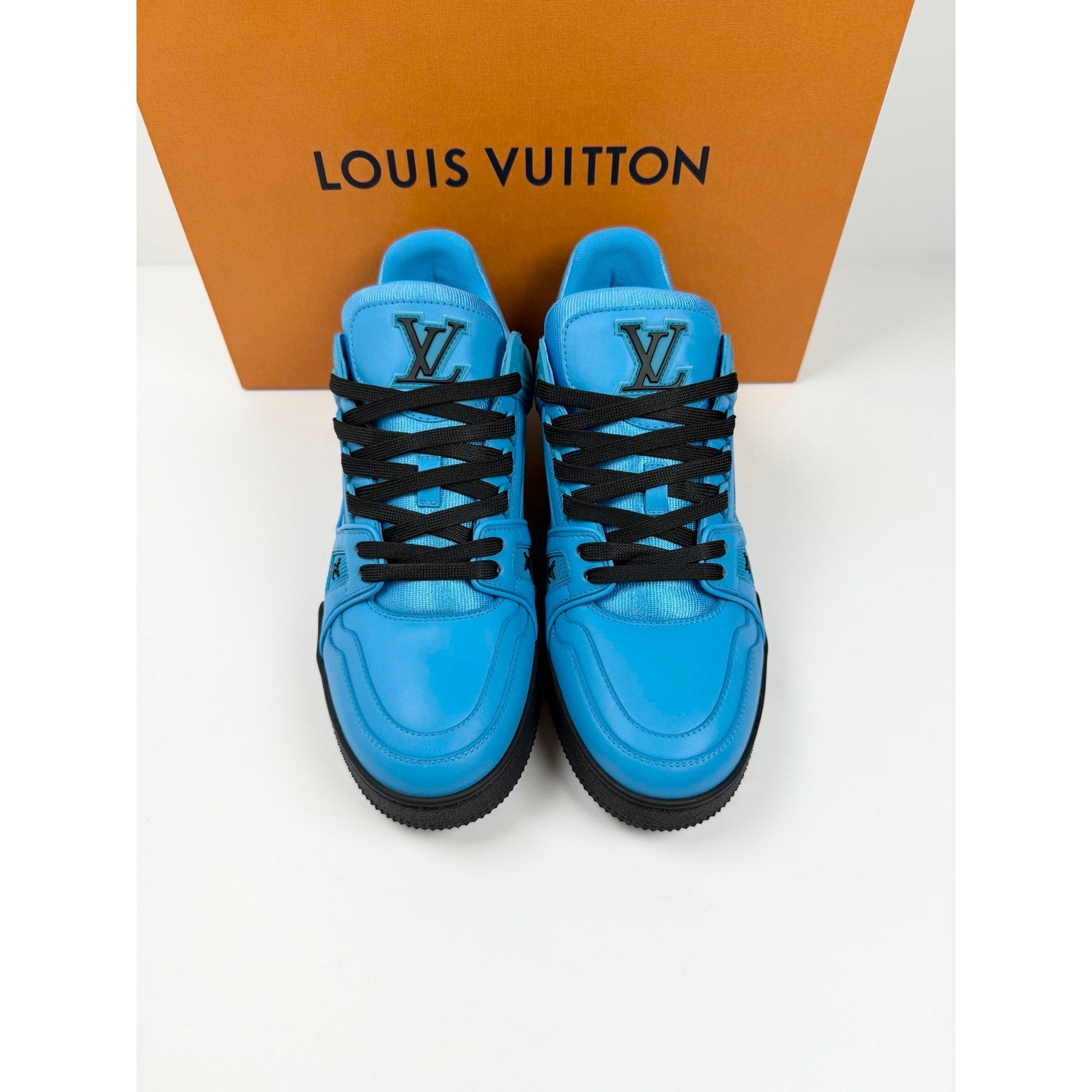 Size 7LV/8US - Louis Vuitton Leather Blue Sneakers NEW