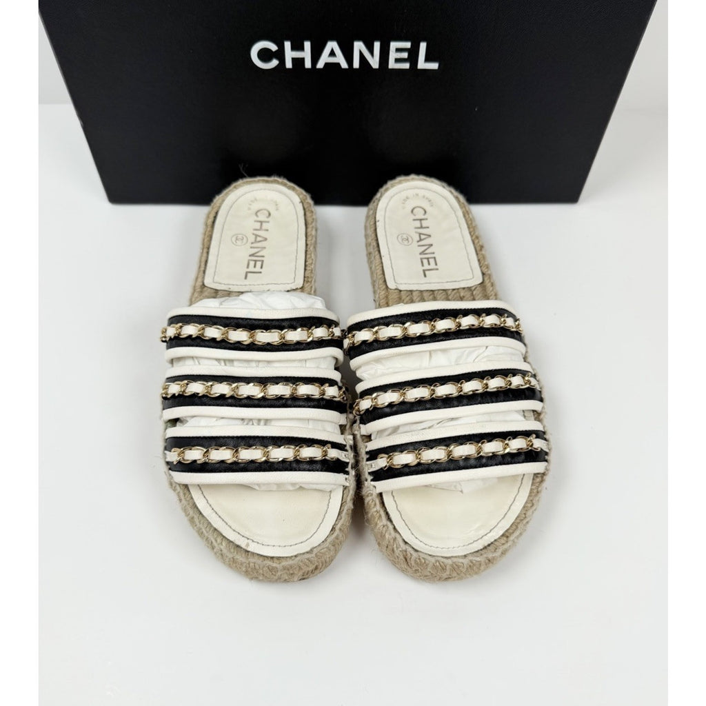 Size 36EU/6W - Chanel Chain Link Leather Espadrilles