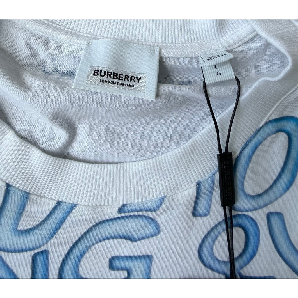 Size L - Burberry White Blue T shirt BRAND NEW!