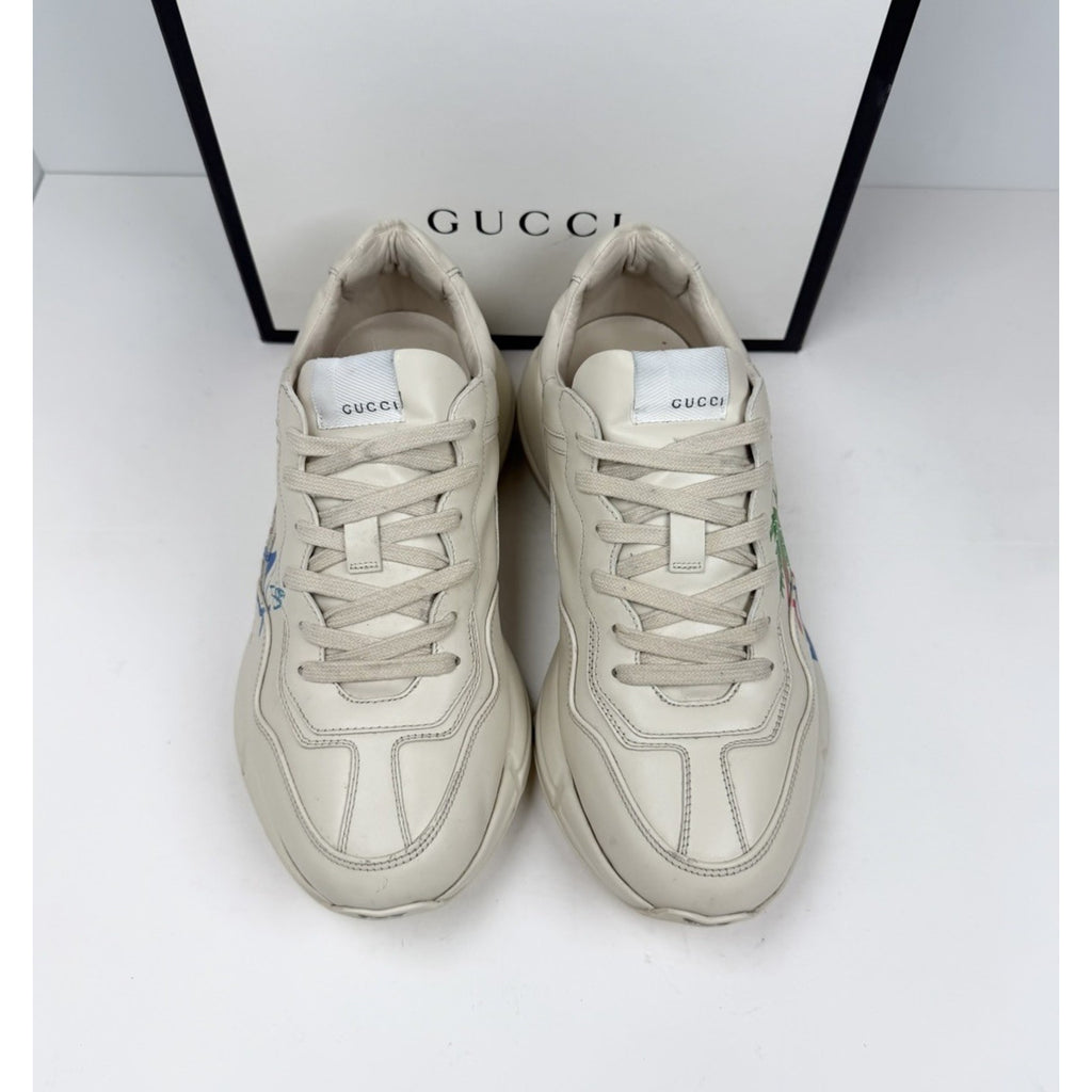 Size 7.5US - Gucci Rython Ivory Leather Hawaii