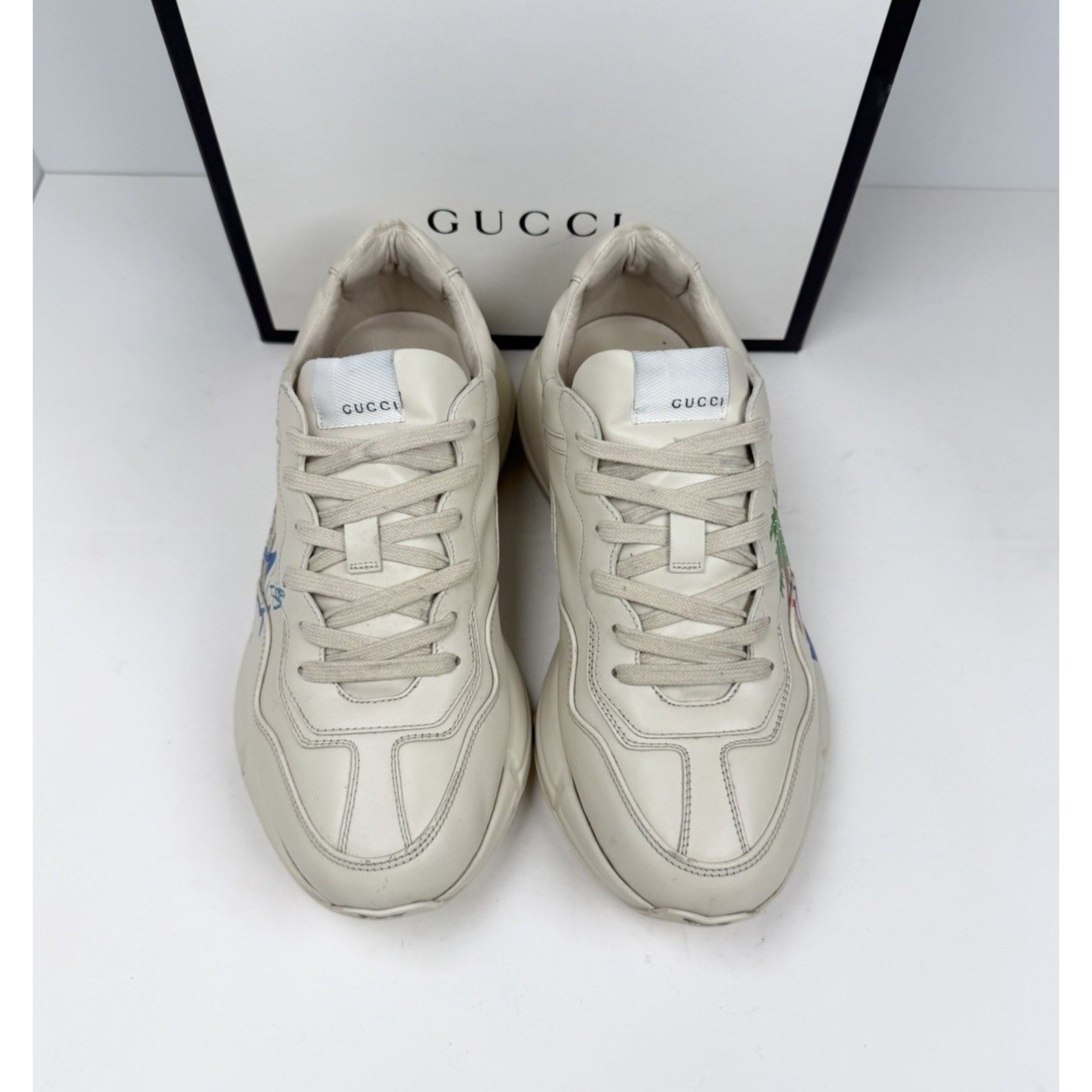 Size 7.5US - Gucci Rython Ivory Leather Hawaii
