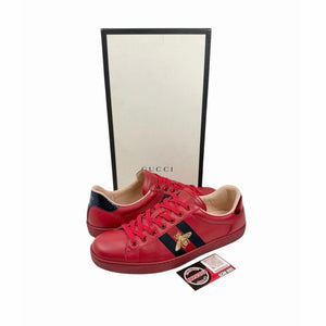Size 9.5US - Gucci Ace Low Top Red Leather