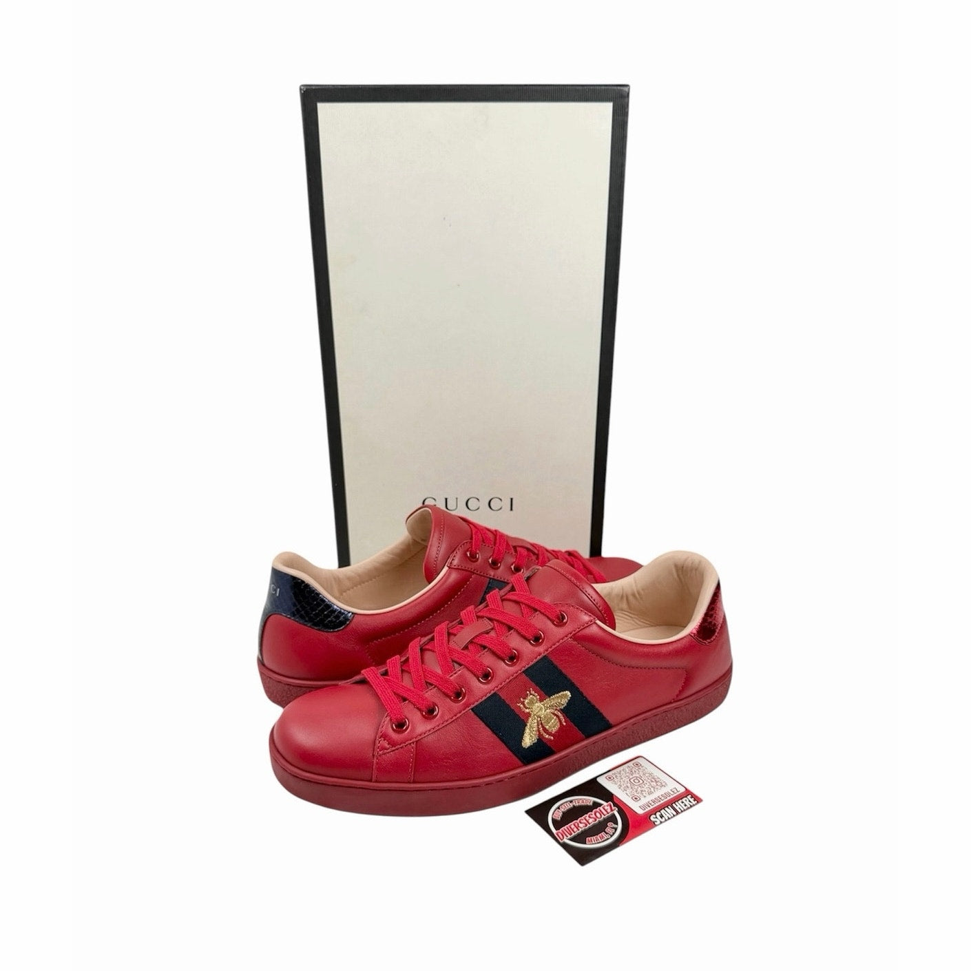Size 9.5US - Gucci Ace Low Top Red Leather