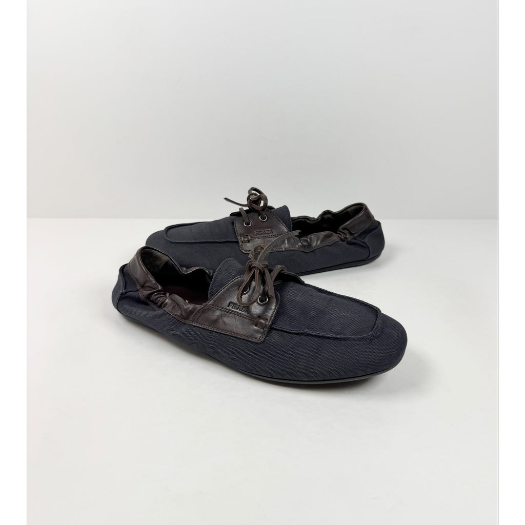 Size 9UK/10US - Prada Shuffle Aged Leather Boat Shoes NEW