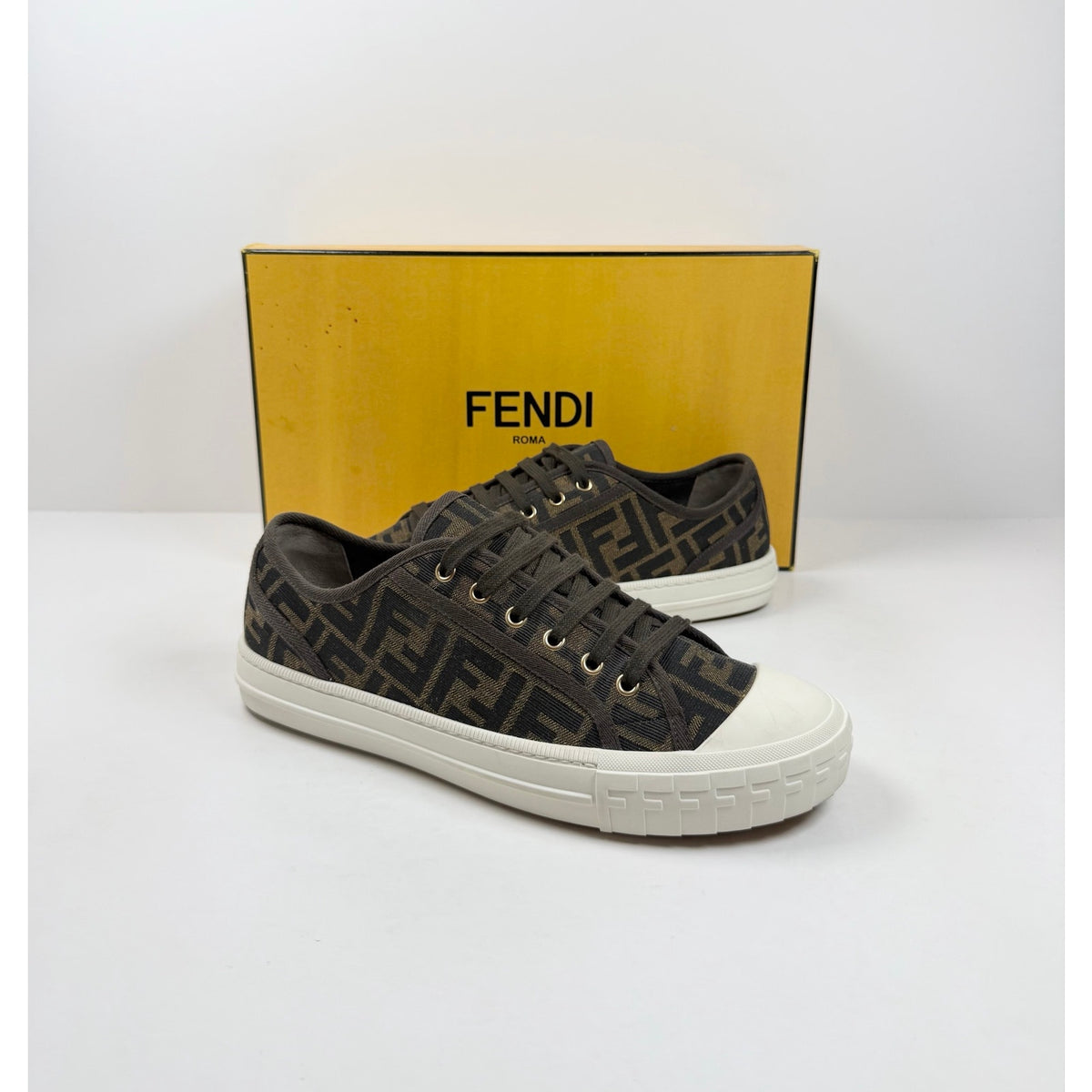 Size 9UK/10US - Fendi FF Jacquard Low Top