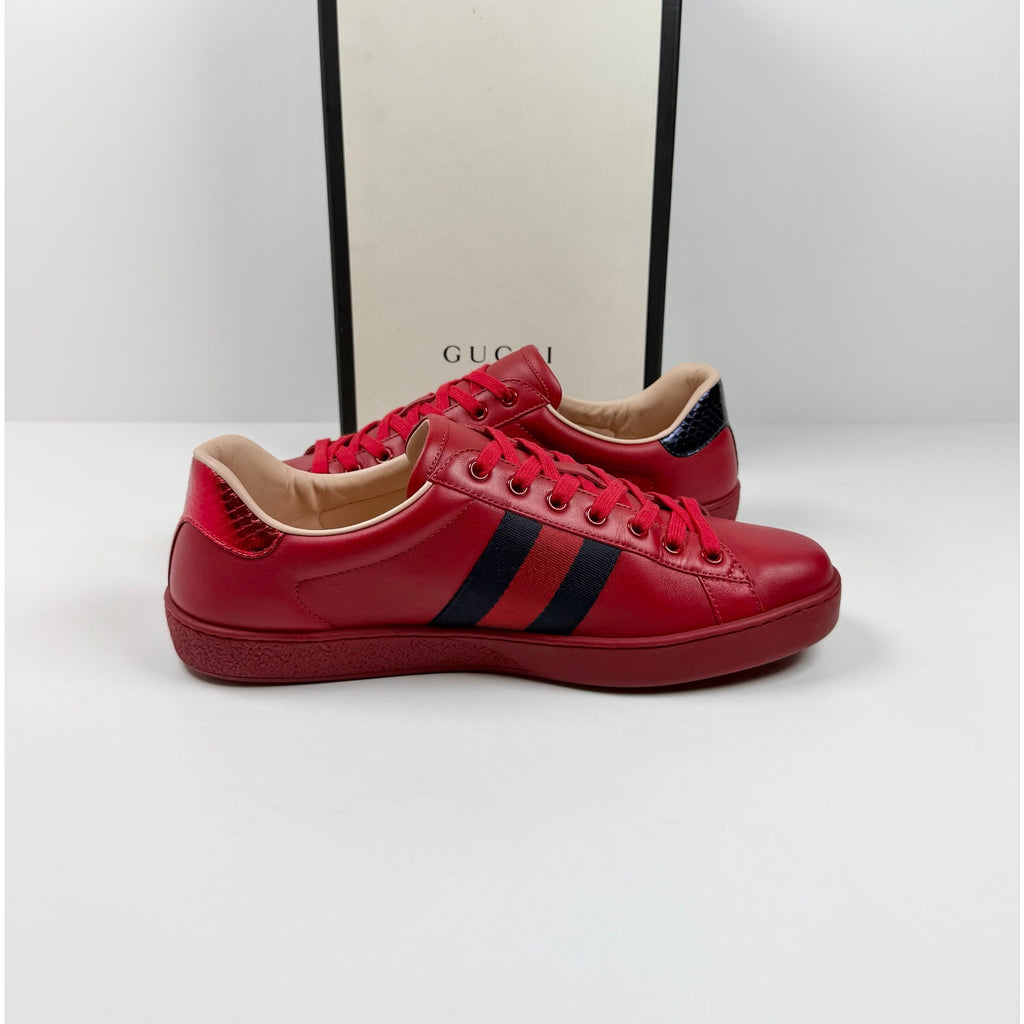 Size 9.5US - Gucci Ace Low Top Red Leather