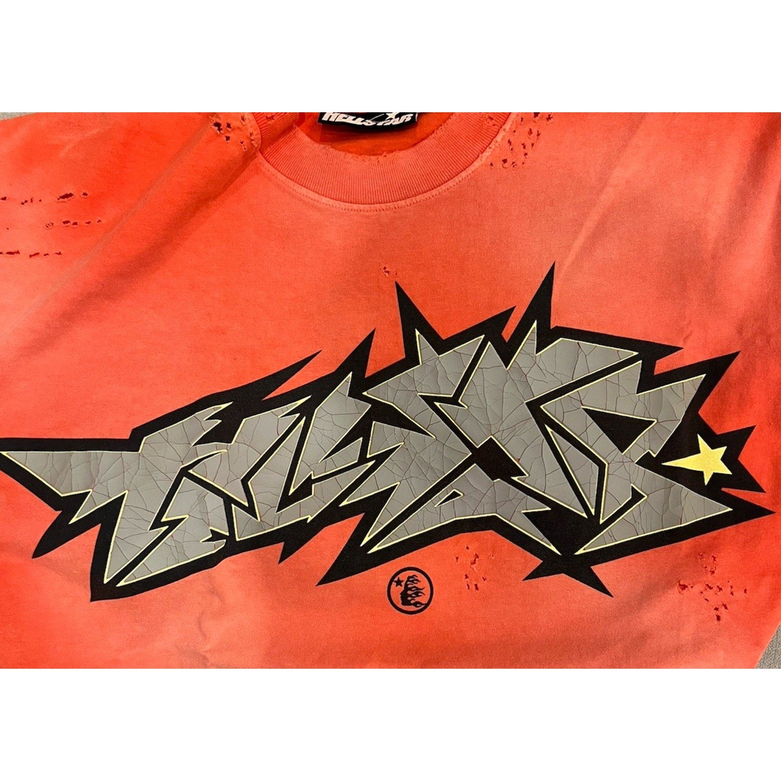Size XL - Hellstar Crack Print Faded Distressed NEW