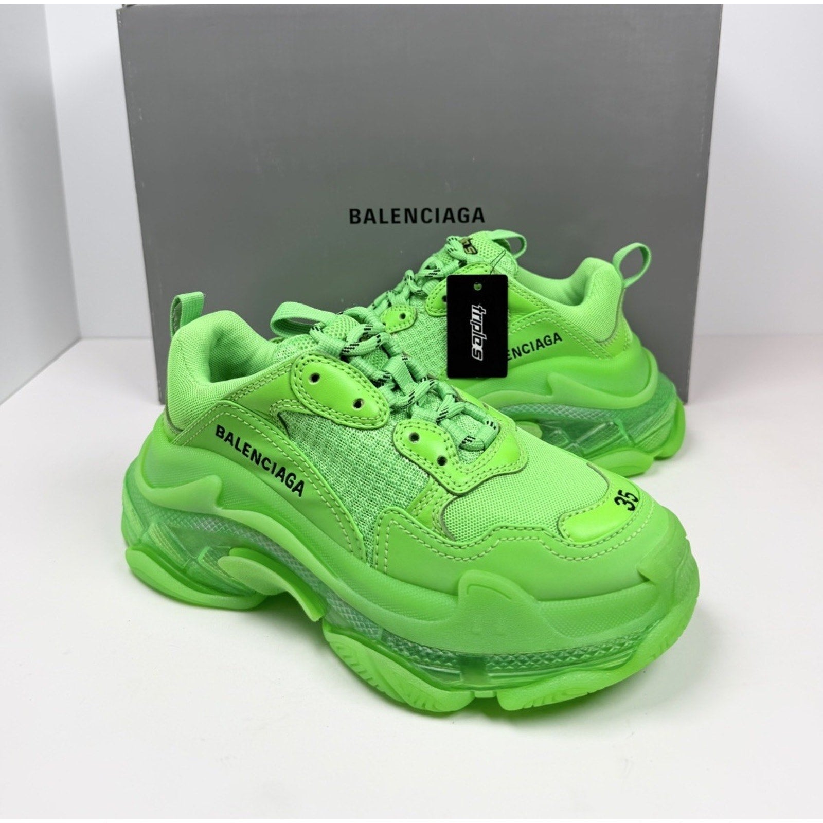 Size 35EU/5W - Balenciaga Triple S Fluo Green NEW