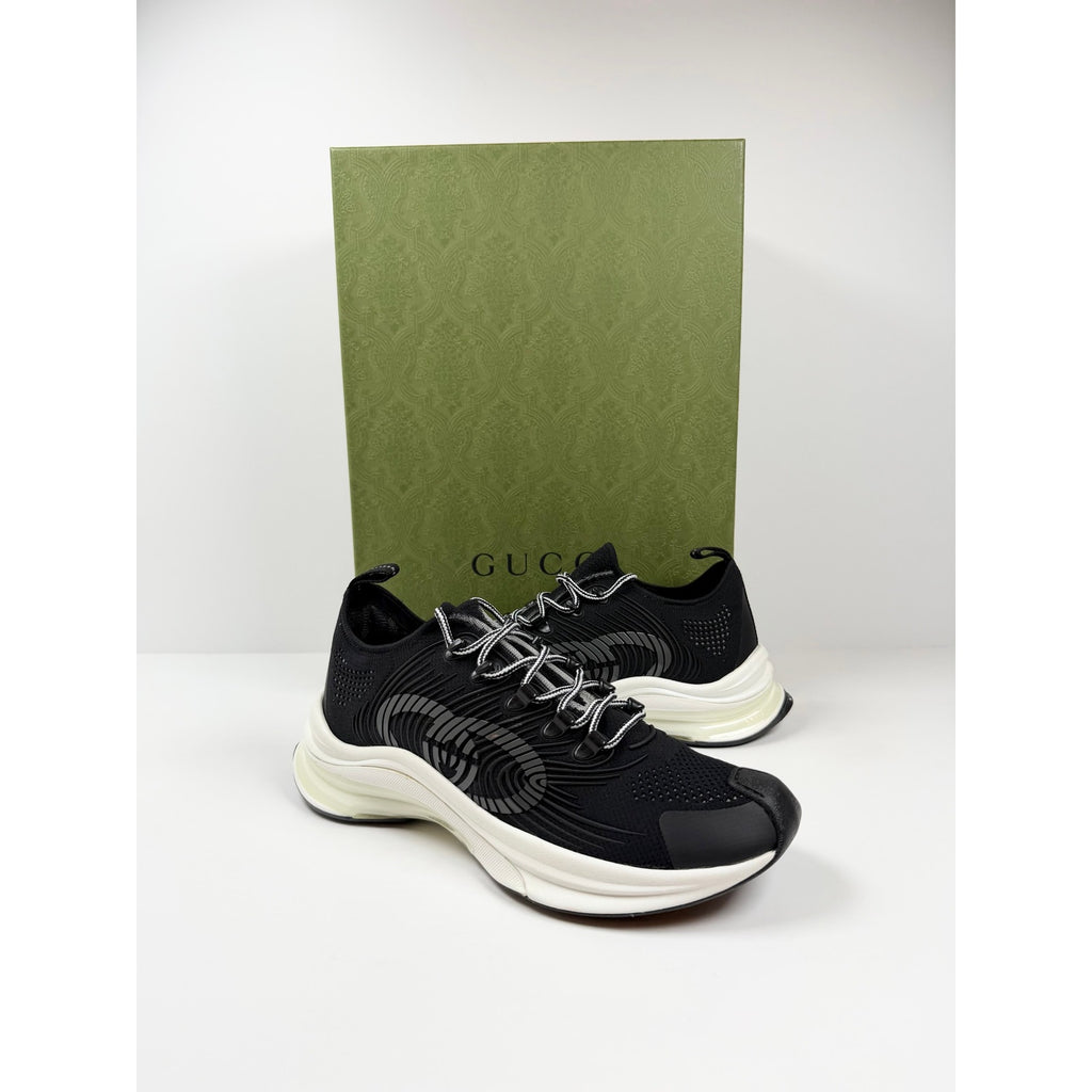 Size 7.5US - Gucci Run Knit Black Sneakers NEW