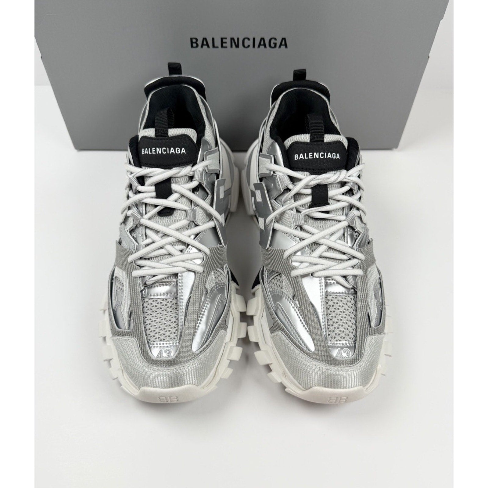 Size 43EU/10US - Balenciaga Track Metallic Silver NEW