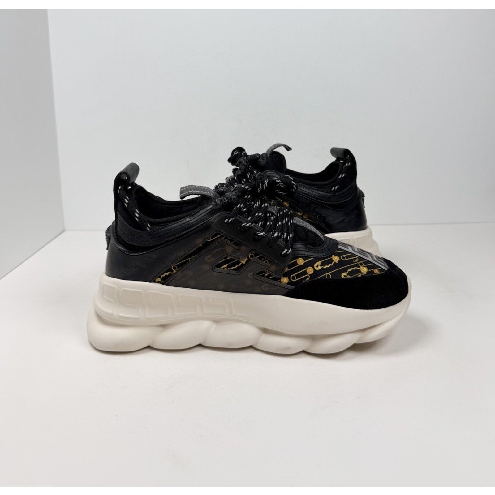 Size 40EU/7US - Versace Chain Reaction Black Sneakers🖤 RETAIL $1K!