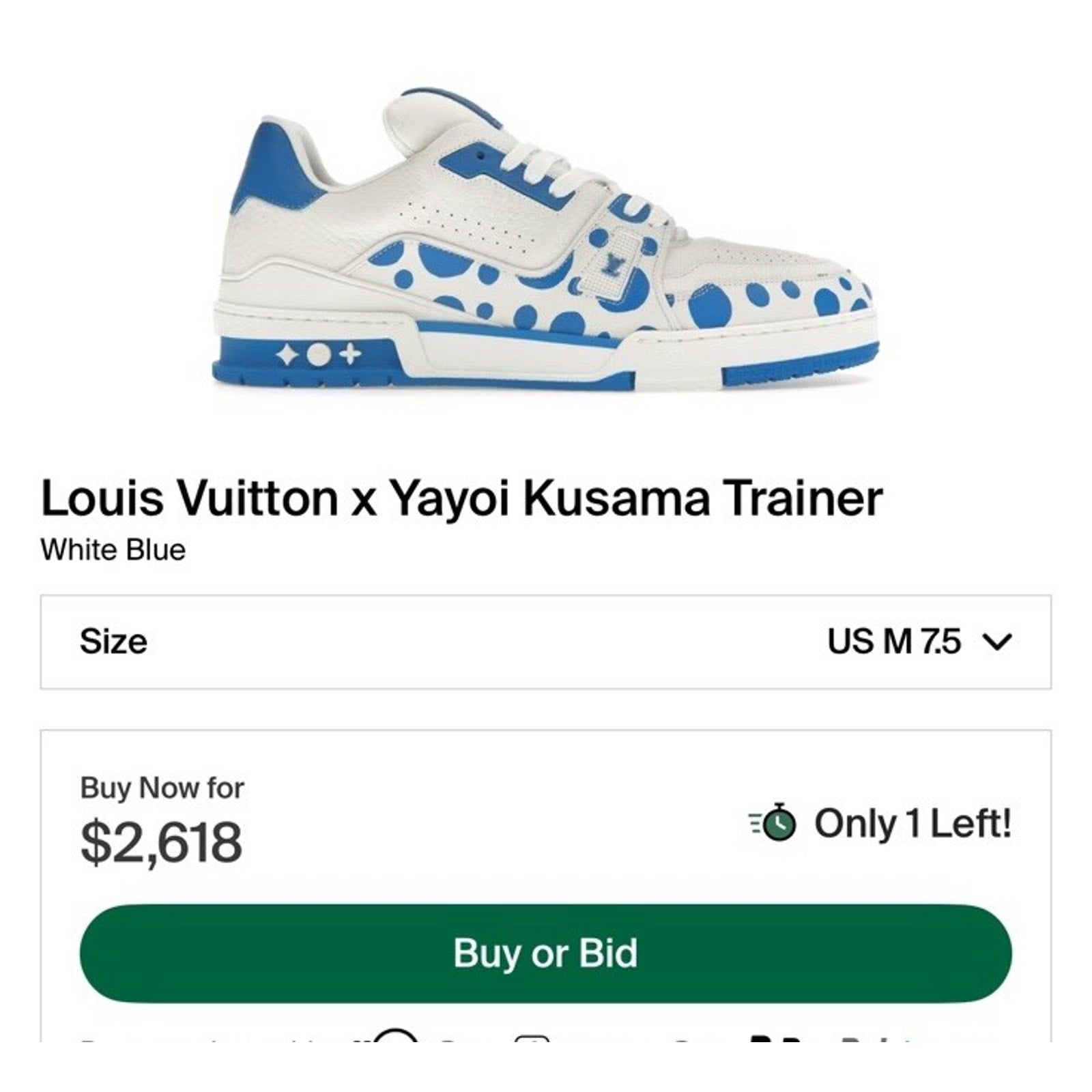 Size 6.5LV/7.5US - Louis Vuitton x Yayoi Kusama Trainer