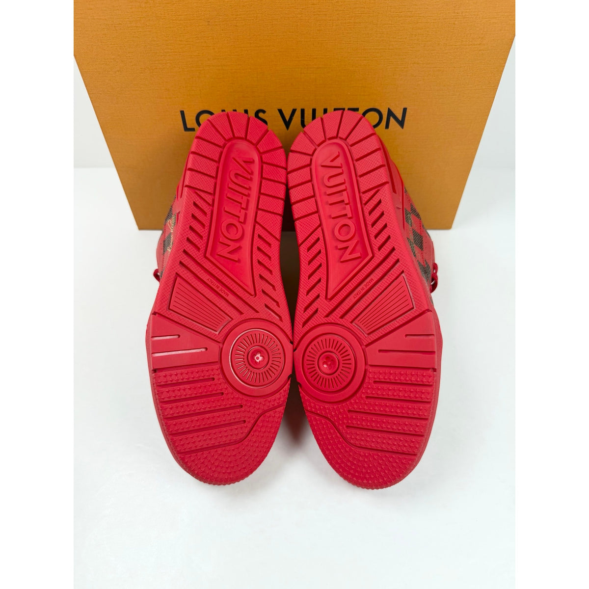 Size 6LV/7US - Louis Vuitton Damier Red Trainer NEW