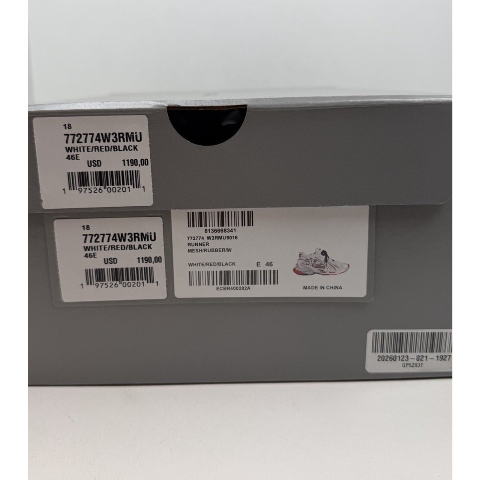 Size 46EU/13US - Balenciaga Runner White Red Black NEW