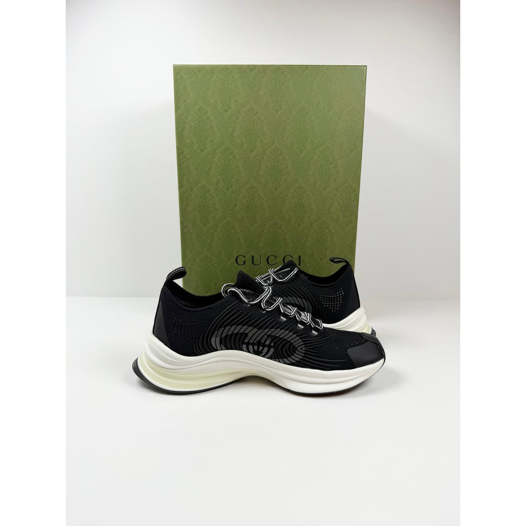 Size 7.5US - Gucci Run Knit Black Sneakers NEW
