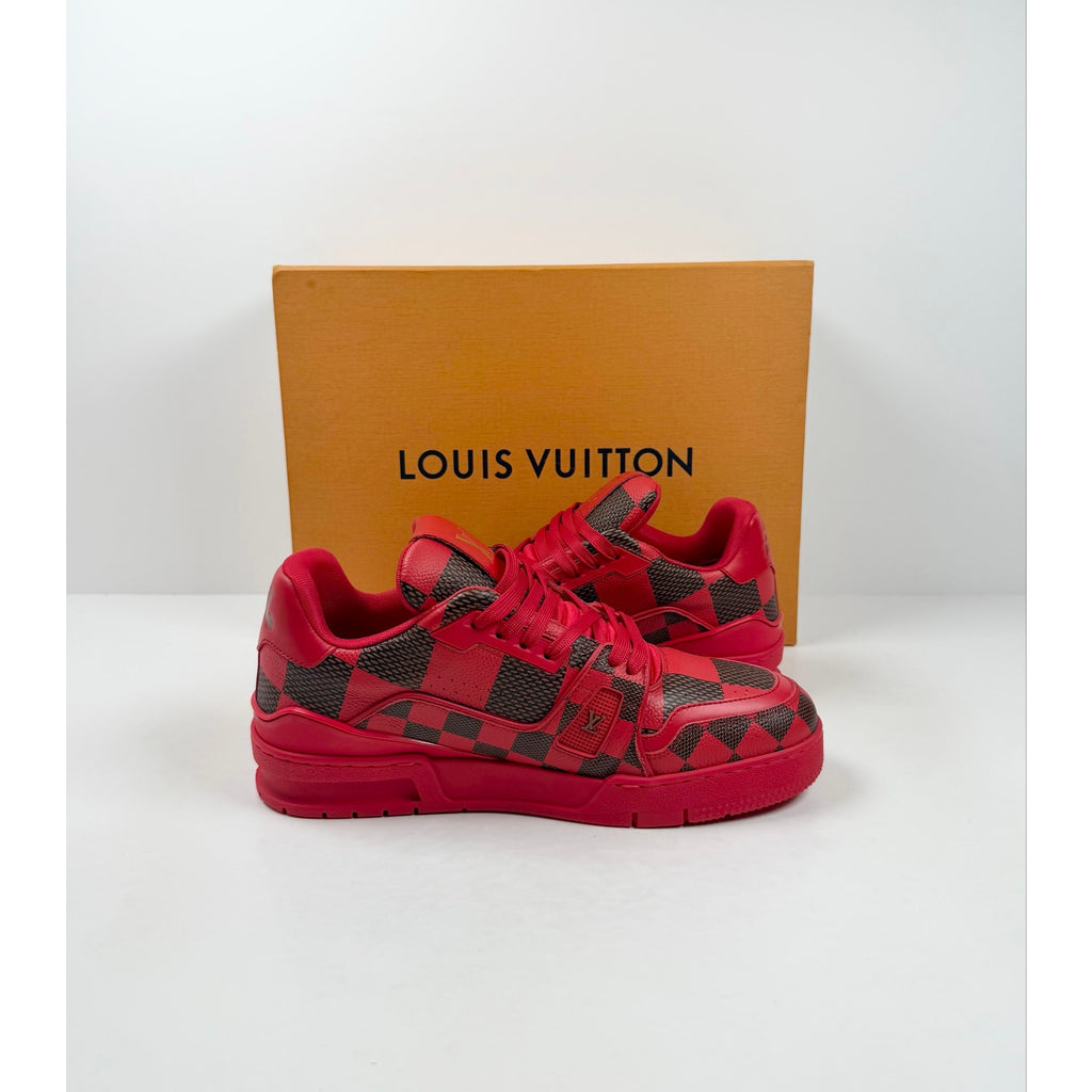Size 6LV/7US - Louis Vuitton Damier Red Trainer NEW