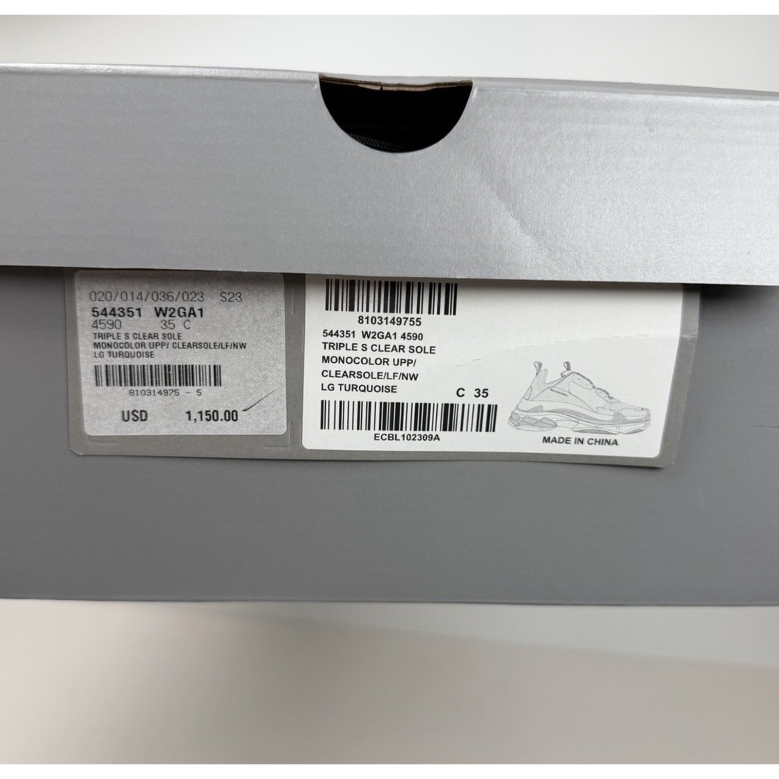 Size 35EU/5W - Balenciaga Triple S Turquoise NEW