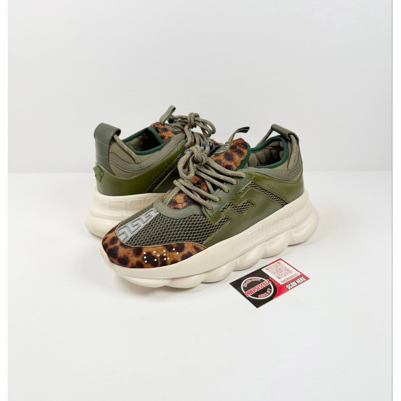 Size 42EU/9US - Versace Chain Reaction Olive Leopard