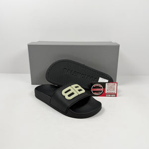 Size 35/5 - Balenciaga Slides Black Glow Womens NEW