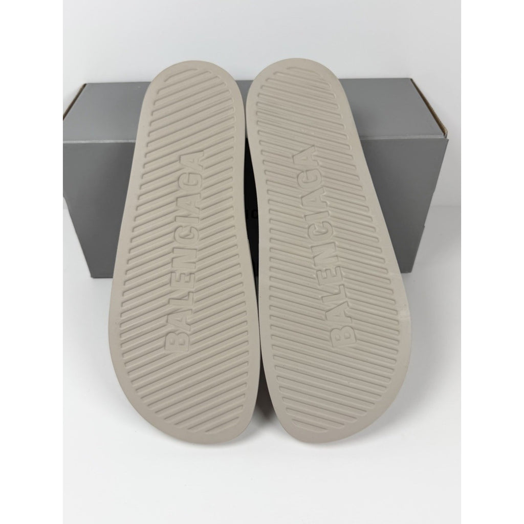 Size 9 - Balenciaga Beige Pool Campaign Logo Sandals NEW!