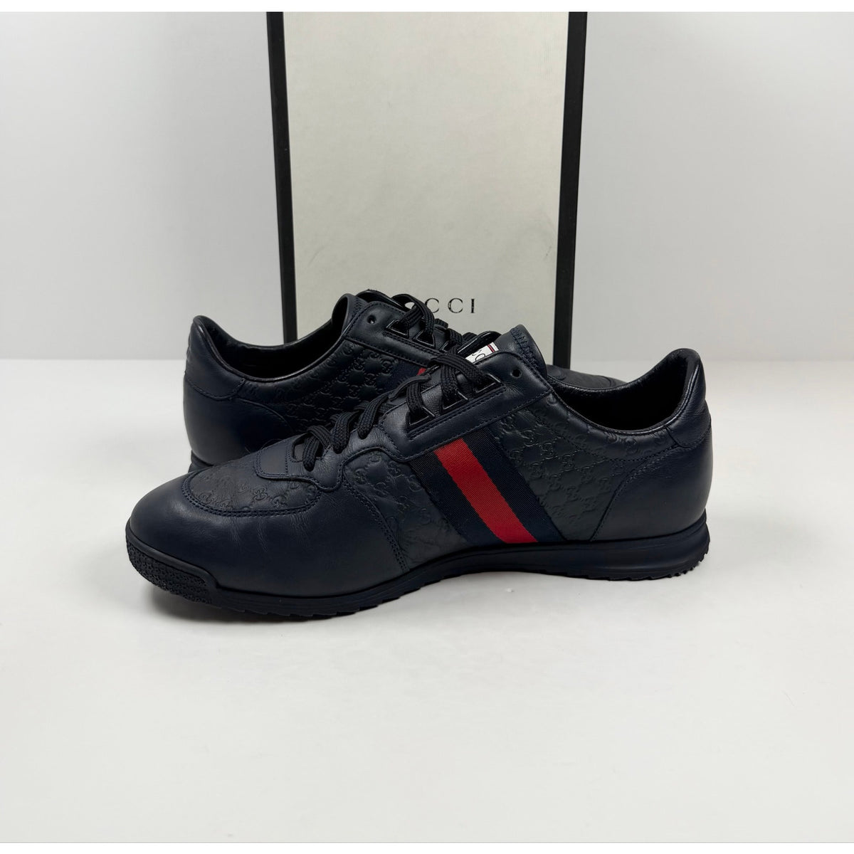 Size 10.5US - Gucci Guccissima Leather Web Low Top