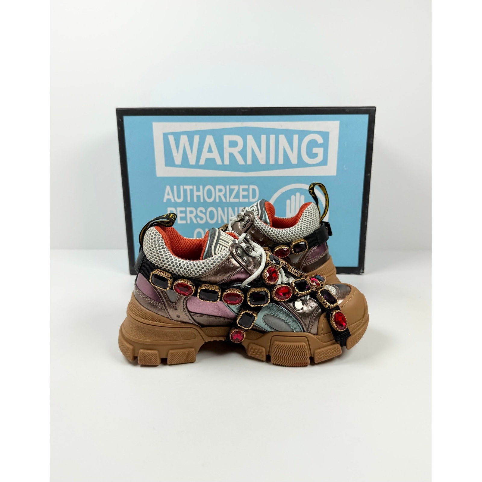 Size 35/5 - Gucci Flashtrek Removable Crystals NEW