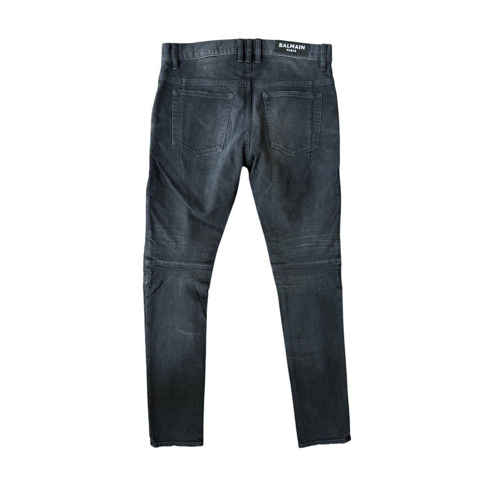 Size 32 - Balmain Biker Denim Distressed Jeans