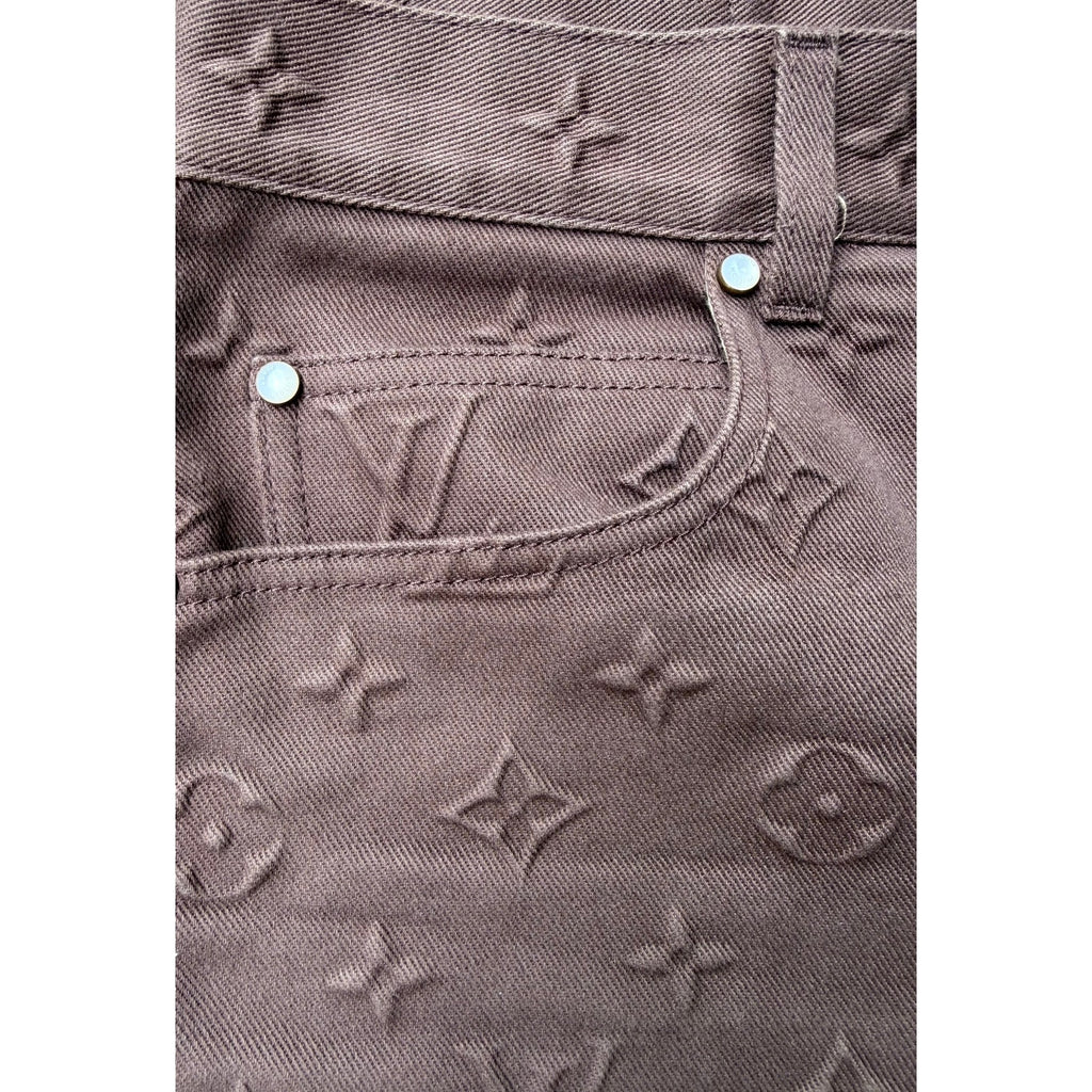 Size 36 - Louis Vuitton Embossed Logo Brown Jeans