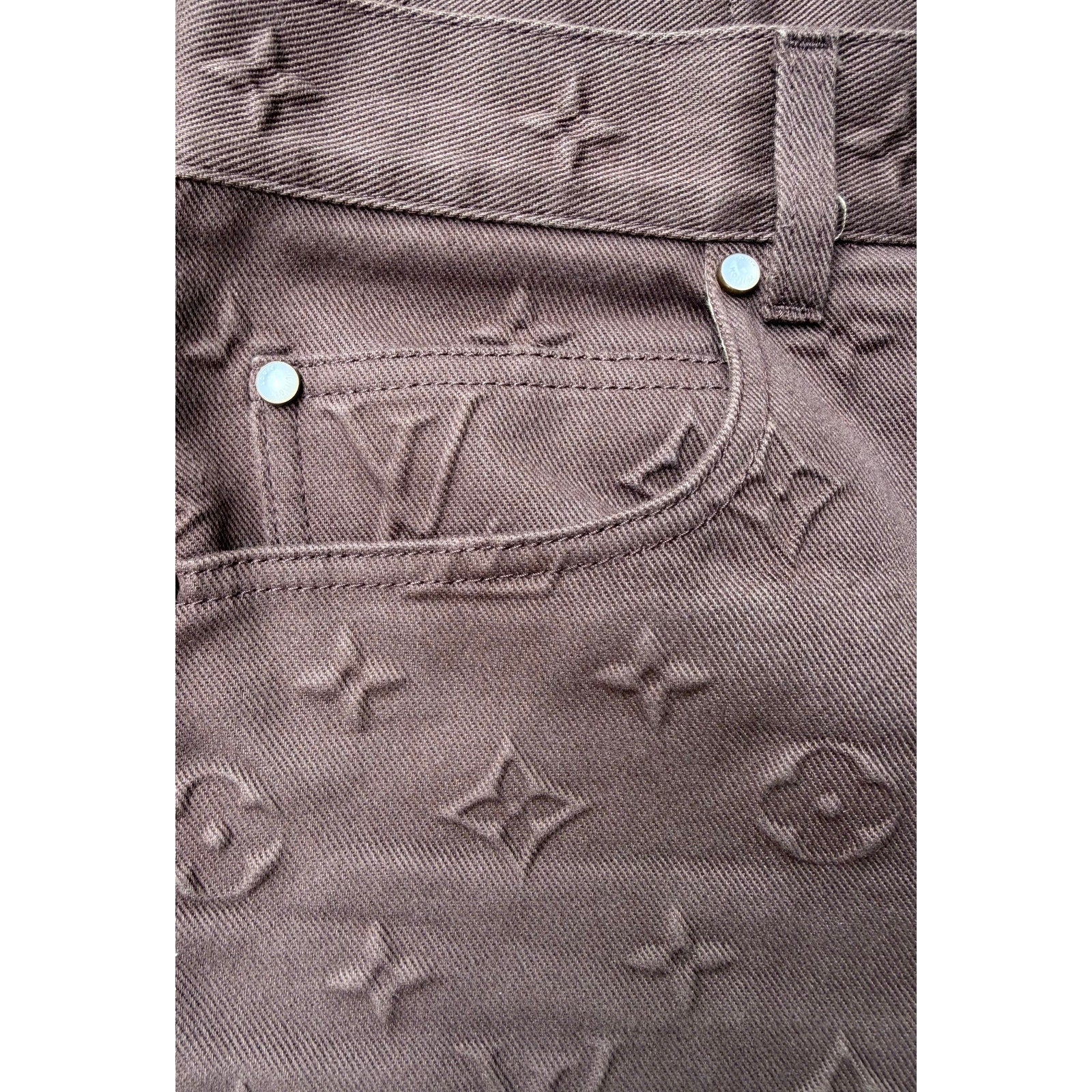 Size 36 - Louis Vuitton Embossed Logo Brown Jeans