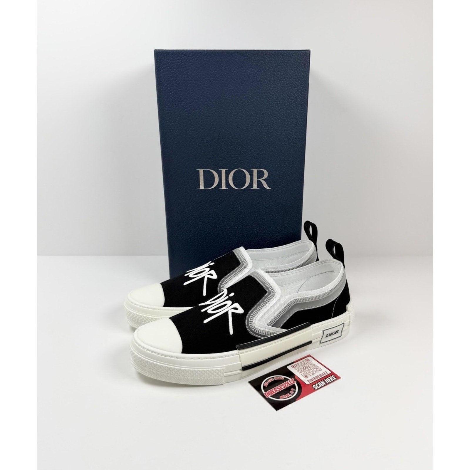 Size 41EU/8US - Dior Slip On Black White Sneakers NEW