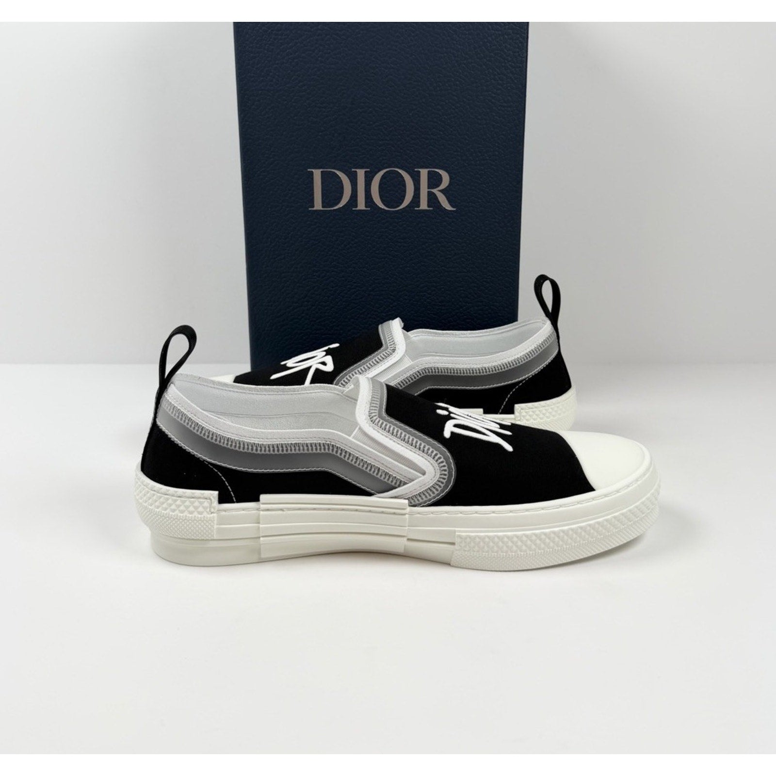Size 41EU/8US - Dior Slip On Black White Sneakers NEW