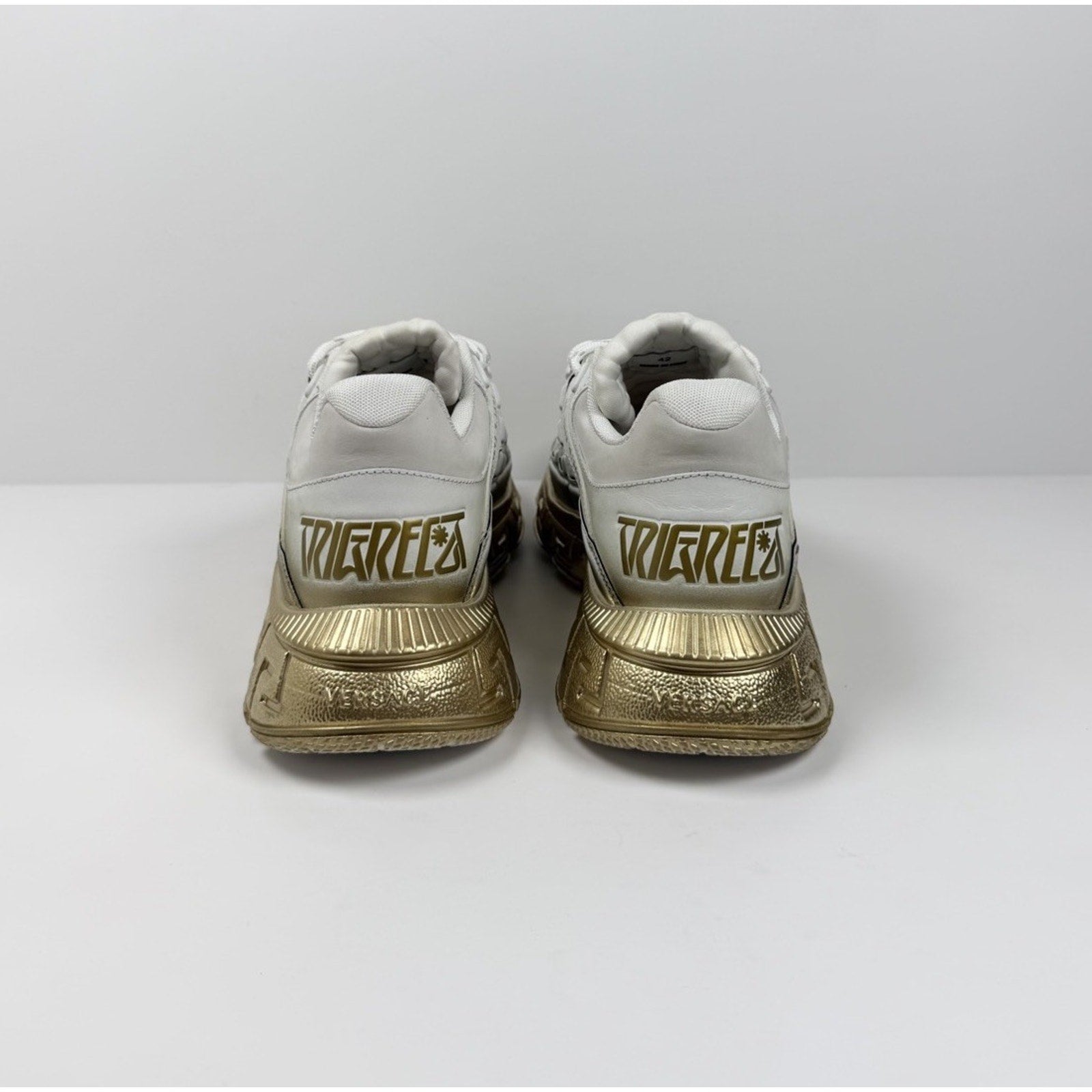 Size 40EU/7US - Versace Trigreca White Gold Sneakers NEW