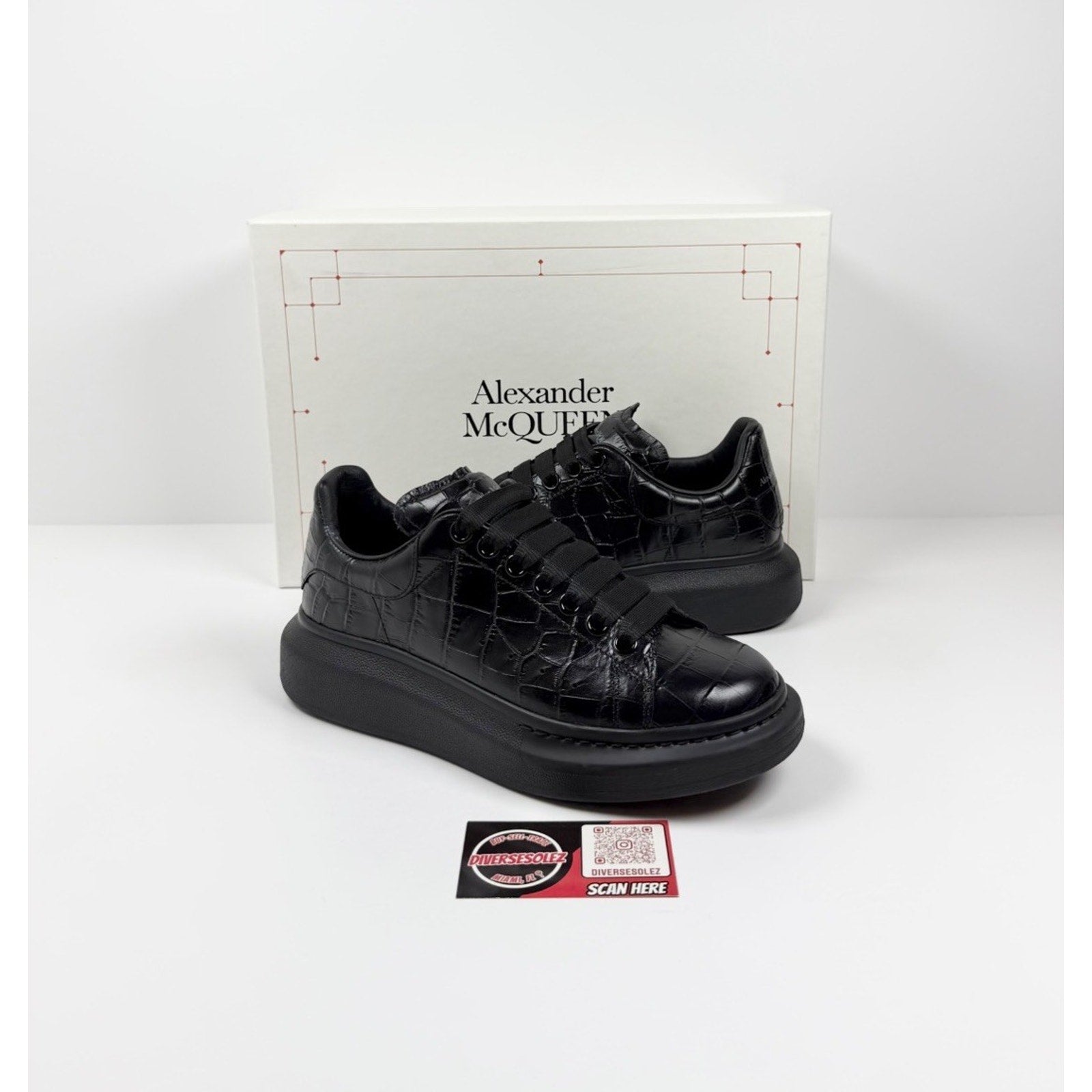 Size 6.5US - Alexander McQueen Black Crocodile Sneakers￼