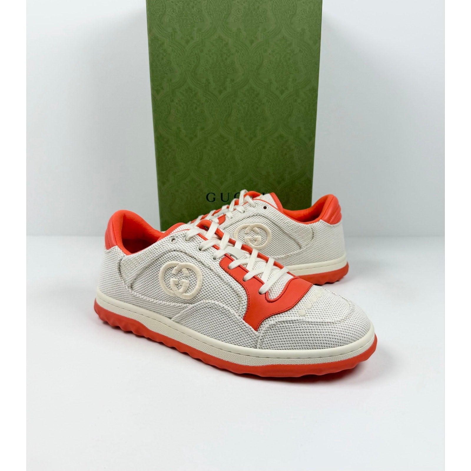 Size 8US - Gucci MAC80 White Orange Sneakers NEW