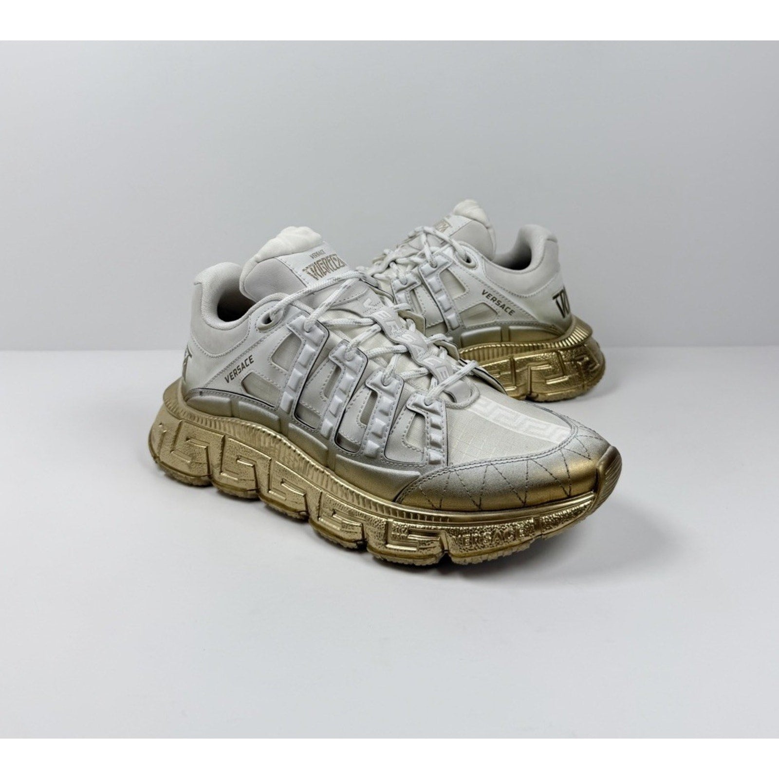 Size 40EU/7US - Versace Trigreca White Gold Sneakers NEW
