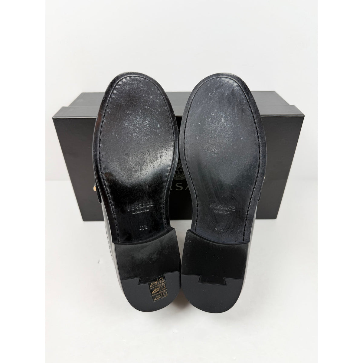 Size 8.5 - Versace Chain Link Leather Loafers