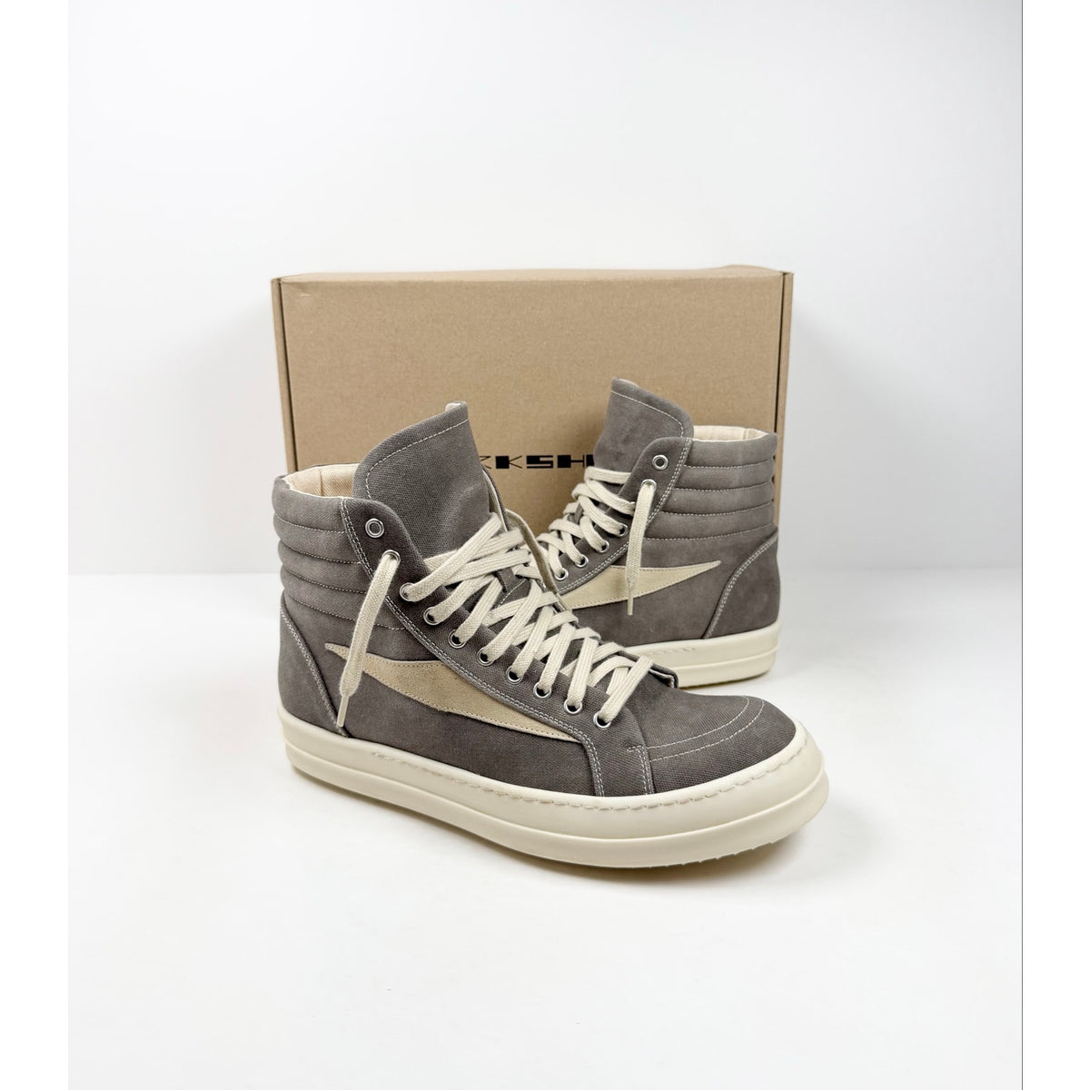Size 10.5 - Rick Owen’s Vintage High Sneaks Dust Milk