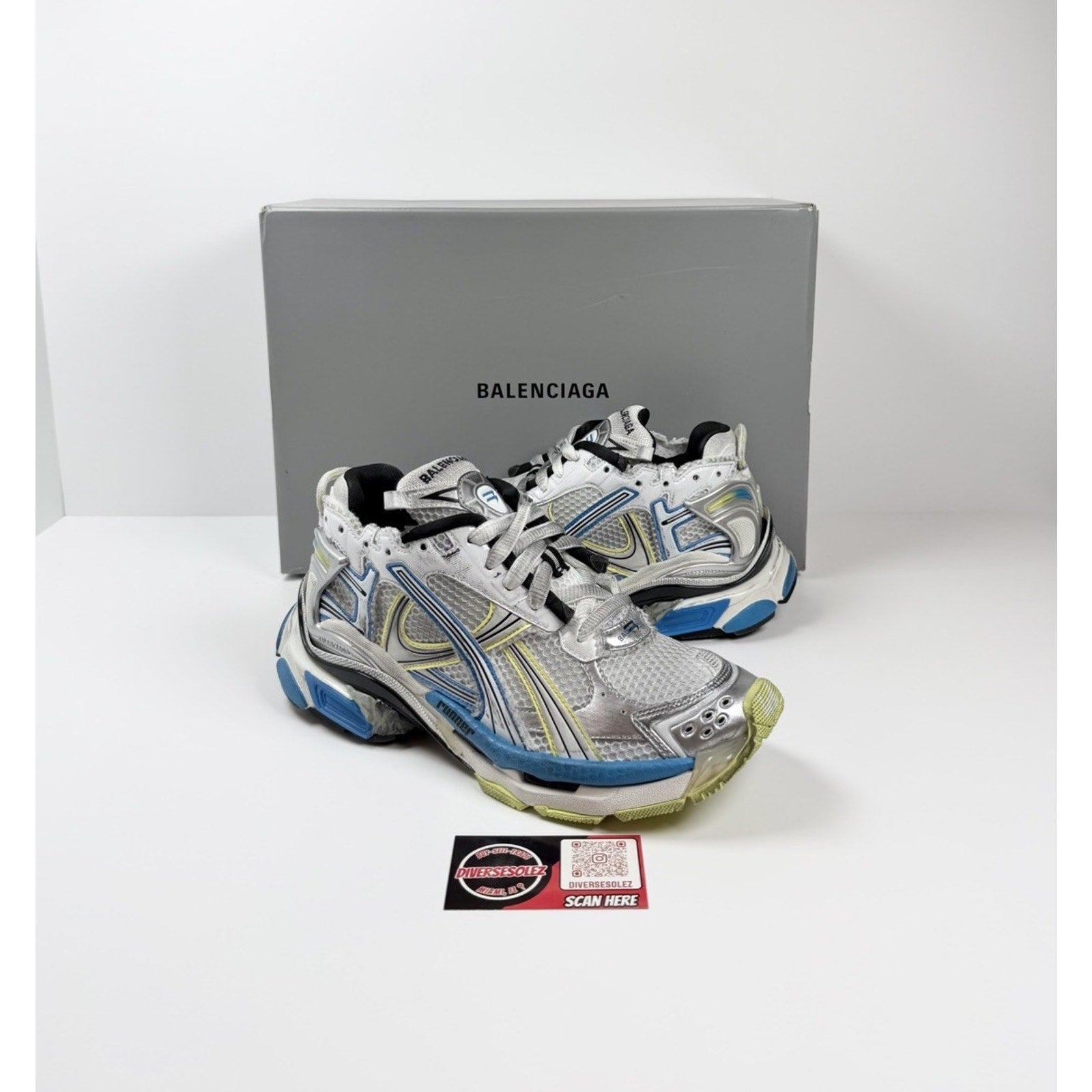 Size 41EU/8US - Balenciaga Runner White Yellow Blue NEW!
